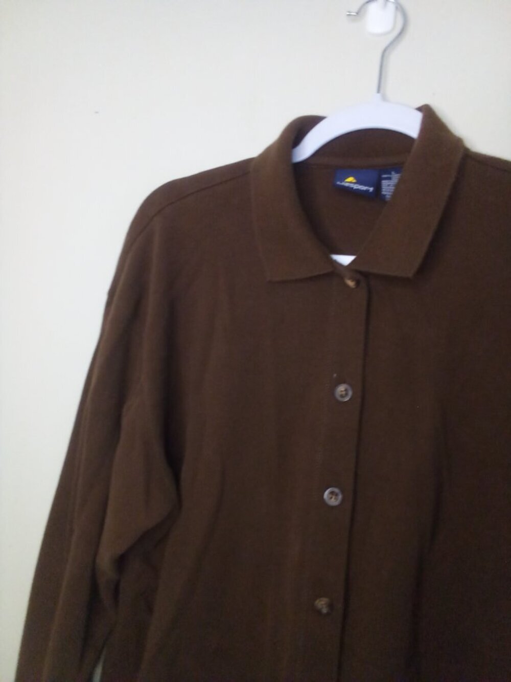 Liz Sport Shirt Women L Button Up Polo Soft Brown - Picture 4 of 14